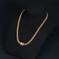 Hip hop gold titanium steel Cuban link necklace for men and women on black display - Bracelet / 6mm / Gold / 19cm