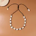 Collana di conchiglie naturali boho con cordino nero regolabile per spiaggia estiva - Collana Singola / Nero