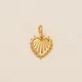 Detailed vintage gold heart-shaped charm with sunburst texture for jewelry or shoelaces - Radiant Heart (Pendant) / Gold