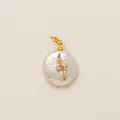 Elegant lightning bolt gold-plated charm on flat baroque pearl for shoelace deco - Lightning (Pearl Pendant) / White