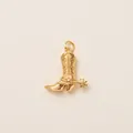 Vintage golden cowboy boot charm with intricate engraved details for shoelace decoration - Cowboy Boot Pendant / Gold