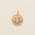 Vintage gold plated smiley face shoelace charm pendant with pavé clear crystals - Smiley Face (Pendant) / Gold