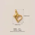 Vue détaillée du pendentif cœur en cuivre plaqué or avec dimensions marquées - 5 Pièces / Boucle De Ceinture En Forme De Cœur Doré