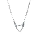 Collana in acciaio inossidabile argento con ciondolo a forma di mani a cuore - Collana con Chiusura a Mani di Cuore Argentata