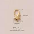Fermoir mousqueton étoile dorée pour bijoux DIY, pendentif en cuivre 15mm pour chaussures - 5 Pièces / Bouton Étoile D'or
