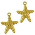 18K gold plated starfish shaped pendants for DIY jewelry making with textured finish - Small Starfish Pendant