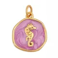 Seepferdchen Anhänger 18K vergoldet mit rosa marmoriertem Emaille für DIY Schmuckdesign - Violetter Seepferdchen Stil
