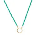 Handmade green faceted beaded necklace featuring a polished gold-plated stainless steel ring - Green Bead Buckle Ring Chain