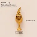18K gold plated stainless steel goblet pendant with heart and amber stones - Rhinestone Heart Wine Cup Pendant