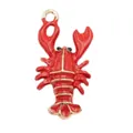 Roter Emaille-Hummer-Anhänger mit Vergoldung für DIY-Schmuckherstellung, SKU - Roter Großer Krabben-Stil