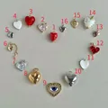 Variety of 16 stainless steel heart and evil eye charms numbered for DIY necklace - Heart Pendant (1)