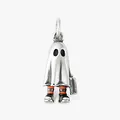 Pendentif fantôme d'Halloween en acier argenté avec chaussettes rayées orange - Fantôme / Acier