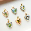 Collection of heart-shaped locket pendants with flower, bird, and strawberry designs - Pendant Only (Without Chain) (Four Pink Flowers Pattern)