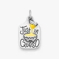 Pendentif en acier titane argenté avec gravure Just in Queso et émail jaune - Fromage / Acier