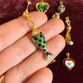 Pendentifs vintage faits à la main en émail poisson et cœur pour bijoux de mode - Pendentif petit poisson