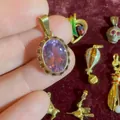 Pendentif vintage en or festonné avec améthyste violette ovale pour bijoux DIY - Pendentif Pierre Précieuse Violette