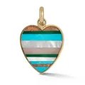 Pendentif cœur plaqué or 18 carats avec incrustations de pierres rayées multicolores - Pendentif cœur / Coeur à Rayures Colorées
