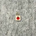 Minimalist handmade ceramic tomato pendant with gold stainless steel ring on stone surface. - Large Tomato Pendant Only (Without Chain)