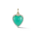 Pendentif cœur élégant en acier titane plaqué or 18 carats avec pierre verte et zircone - Pendentif Halo Cœur Strass / Cœur Pierre Verte