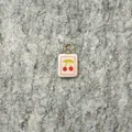 Cute cherry pattern ceramic pendant with stainless steel gold ring for a necklace - Cherry 2 Pendant Only (Without Chain)