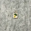 Handmade ceramic broccoli charm pendant with gold-plated stainless steel jump ring - Broccoli Pendant