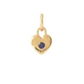 Vintage 18K gold plated stainless steel heart pendant with blue gemstone for DIY necklaces - September Blue Eyes Heart Lock Pendant
