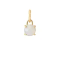 Elegant 18K gold-plated stainless steel vintage pendant featuring a round opal stone. - October White Orokin Pendant