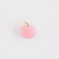 Translucent pink peach fruit charm pendant with gold ring for DIY earring and necklace making - Peach Pendant / Peach
