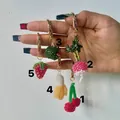 Handmade colorful beaded fruit and vegetable pendants with 18K gold plated clasps - Big Cherry