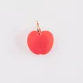 Red apple shaped translucent resin pendant with gold stainless steel hook accessory - Apple Pendant / Apple
