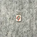Minimalist ceramic-style square pendant with red cherry tomato pattern and gold ring - Small Tomato Pendant
