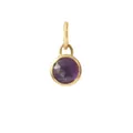 Vintage stainless steel gold pendant with round faceted purple stone - Pendant Only / February Amethyst Starburst Pendant
