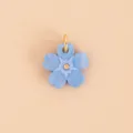 Light blue marbled acrylic flower pendant with gold ring for DIY jewelry making - Blue Flower Pendant / Blue Flower