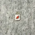 Stainless steel necklace variant with handmade watermelon ceramic pendant on stone surface - Watermelon Pendant