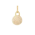 Round stainless steel DIY pendant with pavé-set stones and 18K gold-plated finish - April Golden Round Pendant