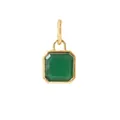 Vintage stainless steel square pendant with emerald green stone and 18K gold plating - May Emerald Shadow Fanghua Pendant