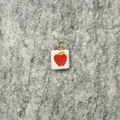 Hand-painted red apple ceramic pendant on a stainless steel jump ring for jewelry making - Apple 2 Pendant Only (Without Chain)