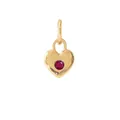Elegant vintage 18K gold plated stainless steel heart pendant with red ruby-like stone - July Pink Diamond Sweetheart Pendant