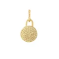 Elegant 18K gold-plated stainless steel round pendant with yellow pave zirconia stones. - August Gold Thread Emblem Pendant