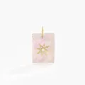 Close-up of a square pink stone pendant with a gold diamond-set star design. - 6-square Pendant