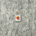 Handmade strawberry pattern square stainless steel pendant with gold jump ring for jewelry - Strawberry Style Two Pendant