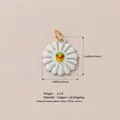 White daisy flower pendant with bird face design, gold-plated copper, SKU variant - White Flower Pendant