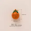 Cute orange fruit charm pendant in copper with vibrant oil dripping finish and face - Orange Persimmon Pendant