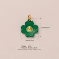 Green enamel flower pendant charm, 20mm x 15mm, 2.8g stainless steel jewelry variant - Green Floral Pendant Only (Without Chain) / 20x15mm