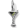 Vue macro d'un pendentif en forme de verre à martini en acier inoxydable avec cristaux verts - Pendentif uniquement / Pendentif Coupe Argent