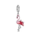 Pendentif charm flamant rose élégant avec cristal rose et émail pour bracelets DIY - Pendentif Flamant Rose / Grue