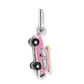 Gros plan sur l'émaillage rose d'un pendentif en forme de voiture en acier inoxydable. - Pendentif uniquement / Pendentif Voiture
