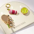 Lot de trois broches de style dopamine comprenant une raquette de tennis et une balle - Pendentif Raquette Seul (Sans Chaîne)
