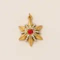 Pendente a stella a sei punte dorato vintage con pietra centrale rossa e accenti di cristallo - Vintage Ruby Hexagram Pendant / Oro rosso