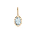 Close-up detail of a gold stainless steel pendant featuring a light blue oval zircon stone. - Light Blue Zircon Pendant Only (Without Chain) / Gold